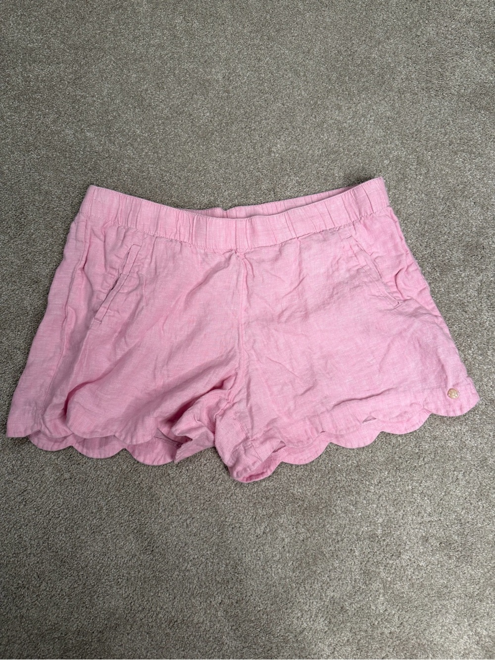 Lilly Pulitzer Pink Scallop Hem Pull-On Shorts Size XL